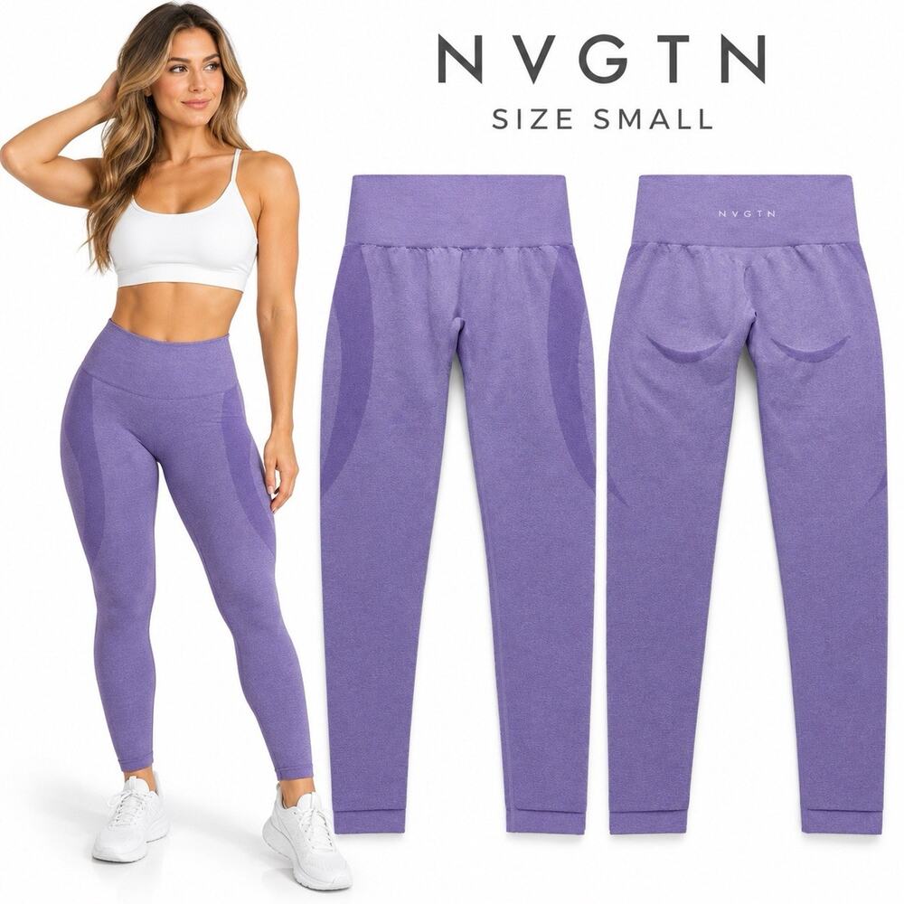 NVGTN Women’s Small Purple Seamless Compression Leggings High Rise Gym Workout